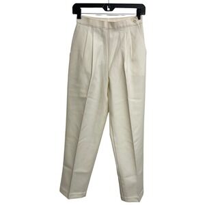 Vintage 70s Bend Over Levi's USA Cream Pleated High Rise Trousers Pants Size 4‎